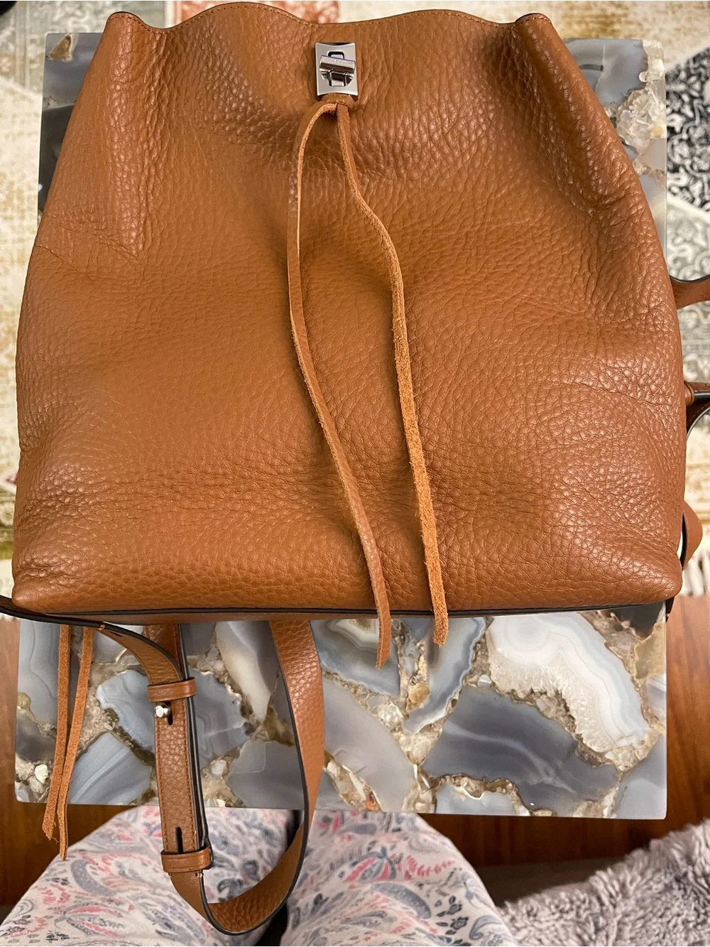 Rebecca Minkoff Pebbled Leather Backpack in Cognac